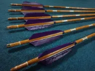 Gambar Anak Panah Berjambul Kayu Berlaras Memanah Anak Panah Peribadi Untuk Busur Recurve Longbow Tembak Memburu Uthmaniyyah Tradisional Zaman Pertengahan dengan Bulu Turki Ungu