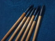 purple wooden arrows pin details