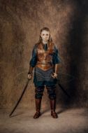 Picture of Lagertha shield maiden costume leather Vest Armor with Chainmail and Shirt Under Bracers  Pants Boots Cosplay Halloween Costume