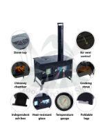 Image de Camping Wood Stove With Oven Tent Small Hunting Lodge Stove Hot Tent Camping Cooking Black 25' x 14.5' x 18.5'