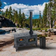 Image de Camping Stove, Tent Wood Stove,hunting lodge Burning stove, cooking plow with Oven cooking partition