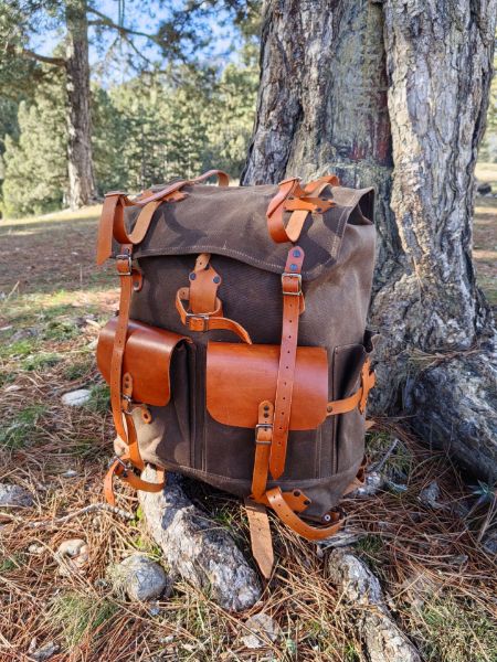 Leather survival backpack sale