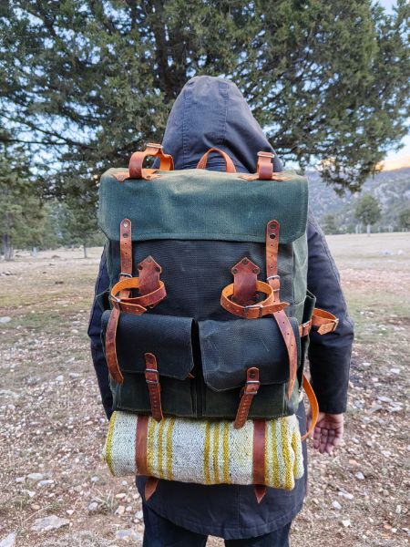 Picture of Hiking Backpack Camping Bushcraft Backpacking Waterproof Leather Backpack - Design 3