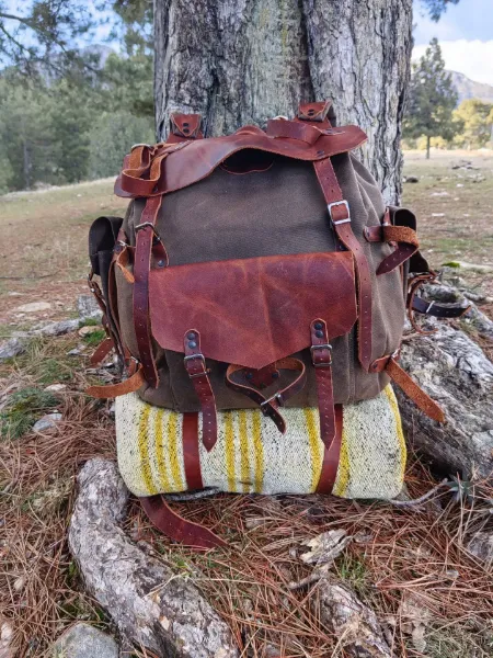 Obrazek Plecak turystyczny Camping Bushcraft Backpacking Wodoodporny skórzany plecak - projekt 1