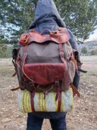 Obrazek Plecak turystyczny Camping Bushcraft Backpacking Wodoodporny skórzany plecak - projekt 1