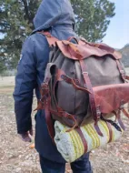 Obrazek Plecak turystyczny Camping Bushcraft Backpacking Wodoodporny skórzany plecak - projekt 1