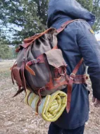 Obrazek Plecak turystyczny Camping Bushcraft Backpacking Wodoodporny skórzany plecak - projekt 1
