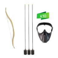 Archery Tag Set Bow Arrow Mask Paintball Mask Full Face Protection Gear with Goggles Impact Resistant Hunting CS の画像