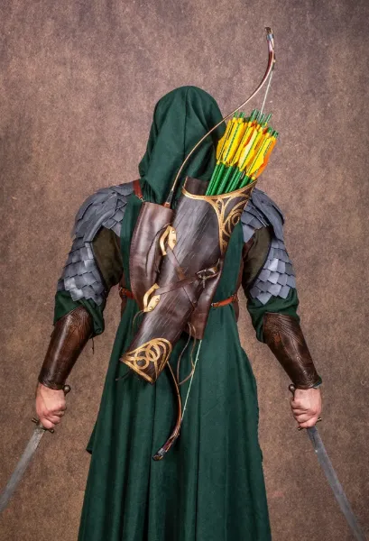 Bild på Sagan om ringen Legolas Lothlorien Back Quiver Läder Quiver Motiv Riddare Medeltid Medeltida Fantasy Archery Cosplay