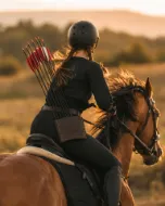 Imagem de Aljava de couro para arco e flecha de cavalo Aljava de couro para arco e flecha de cavalo rápido